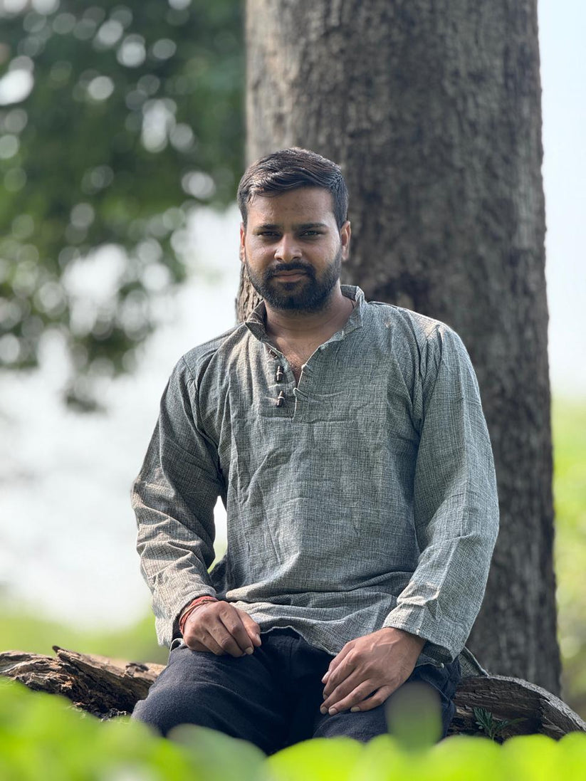 Ash Grey Khadi Cotton Kurta