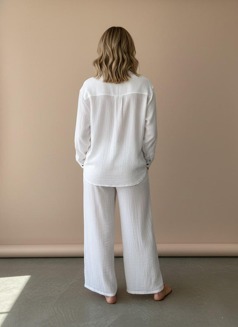 Frost White Double Gauze Cotton Co-Ord Set (Free Size) - Image 4