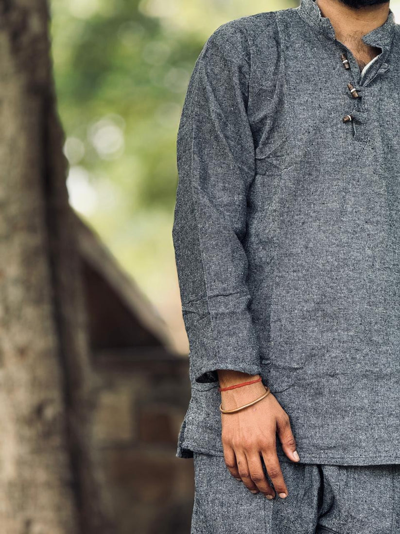 Graphite Grey - Khadi Cotton Kurta - Image 4