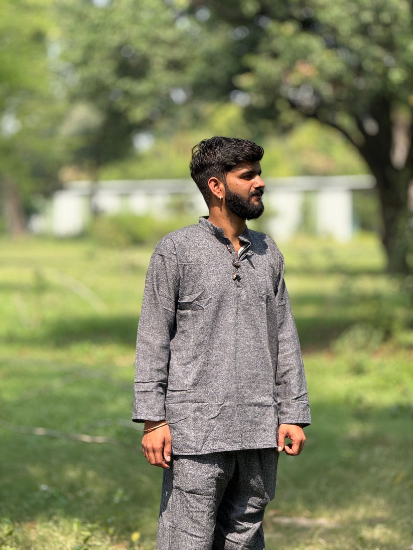 Graphite Grey - Khadi Cotton Kurta - Image 3