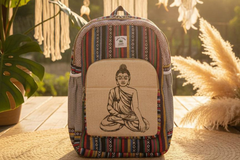 Himalayan Hemp Backpack (Serene Buddha Print) - Image 4