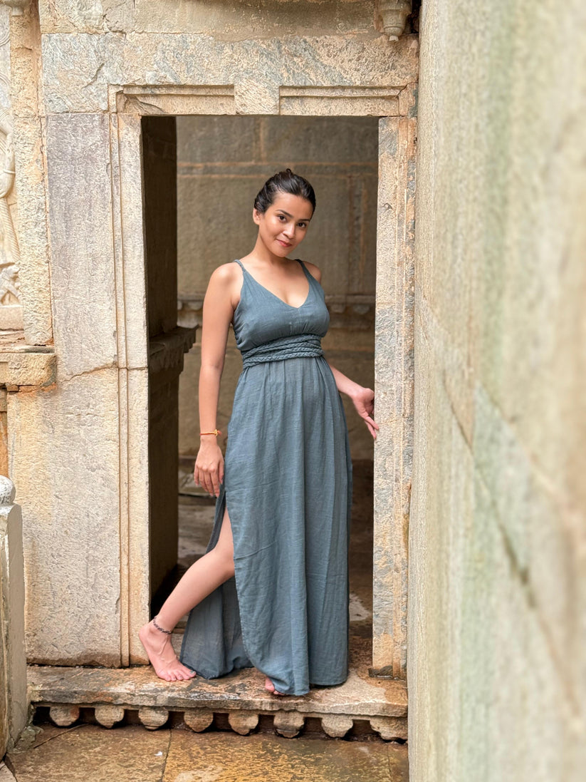 Macramé Inspired Braided Rope Belt Long Dress - Image 5