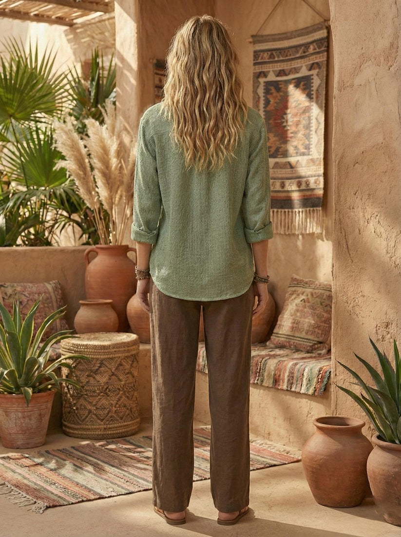 Sage Moss | Unisex Cotton Mesh Shirt | Breathable Open Weave Cotton | One Size - Image 2