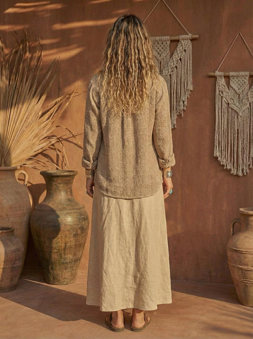 Sand Dune | Unisex Cotton Mesh Shirt | Breathable Open Weave Cotton | One Size - Image 3