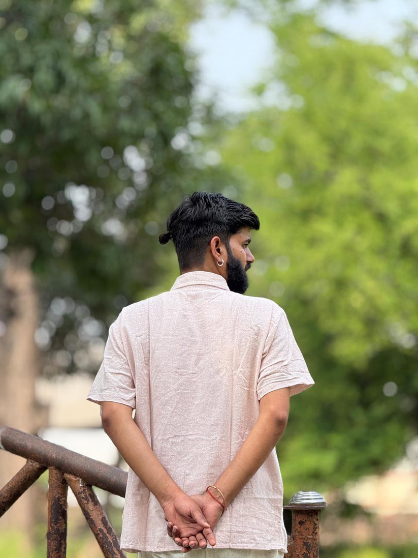 Soft Blush Pink Khadi Cotton Shirt - Image 4