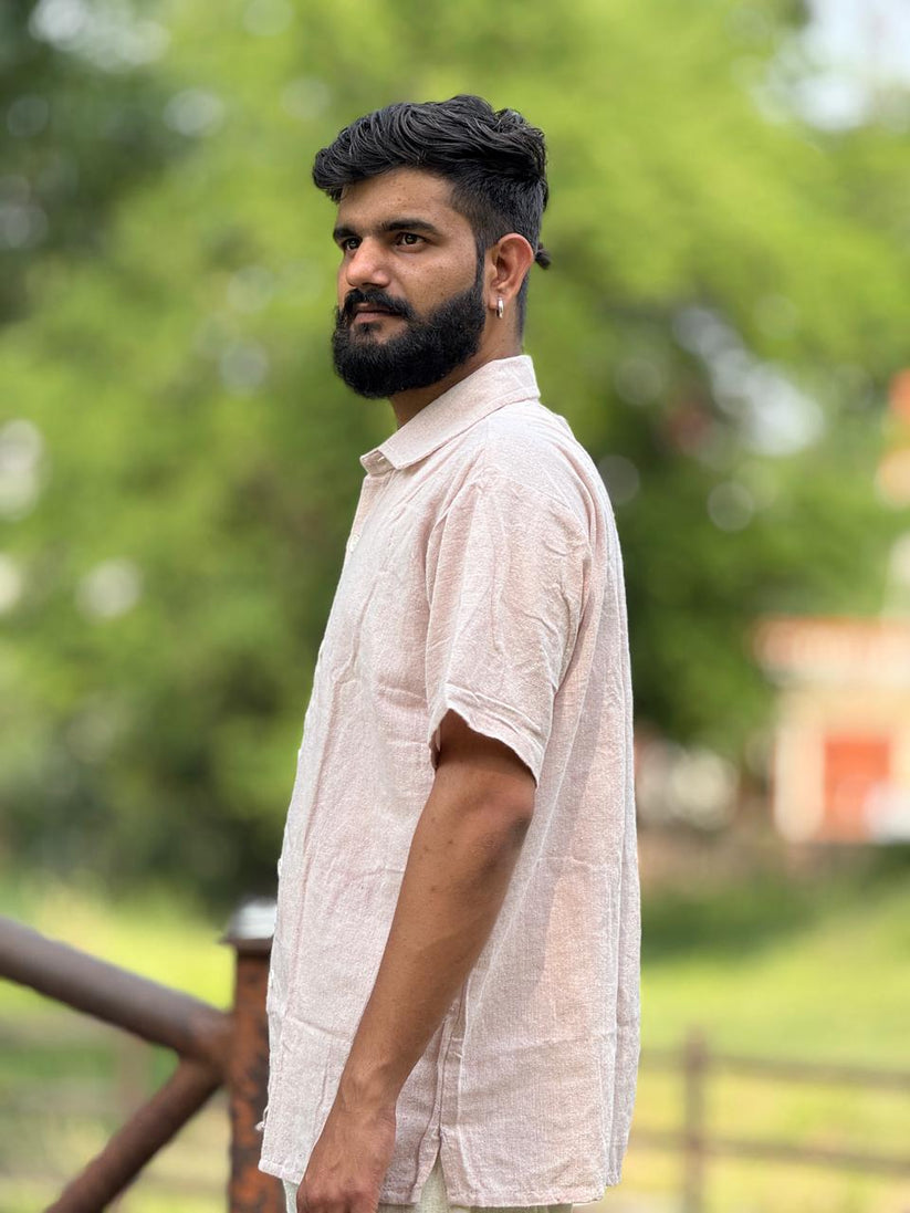 Soft Blush Pink Khadi Cotton Shirt - Image 3