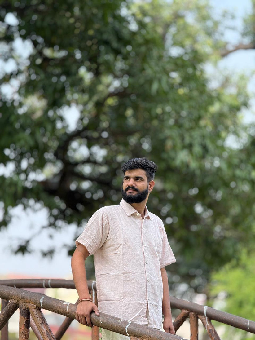 Soft Blush Pink Khadi Cotton Shirt - Image 2