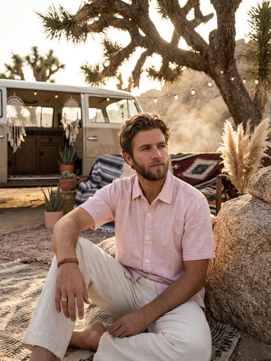 Man wearing khadi cotton shirt , summer comfortable wear , sustainable form of shirt