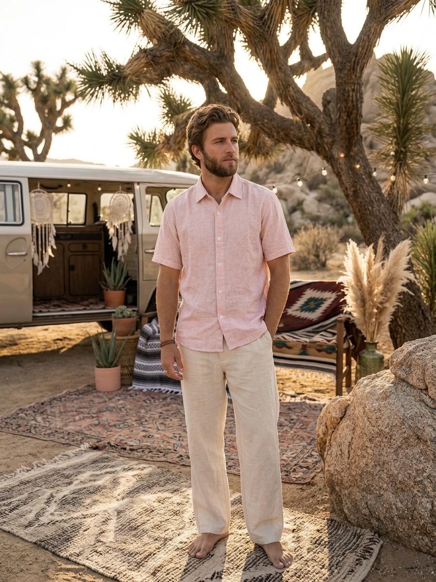 Soft Blush Pink Khadi Cotton Shirt - Image 6