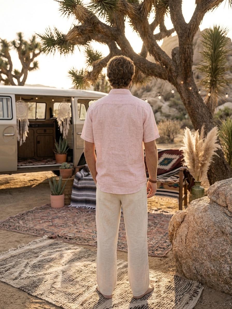 Soft Blush Pink Khadi Cotton Shirt - Image 7